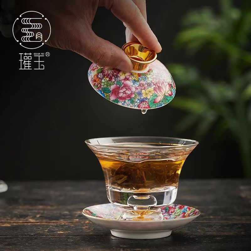 【汀和大福】瓘玉琺瑯彩玻璃蓋碗 【汀和大福】瓘玉琺瑯彩玻璃蓋碗