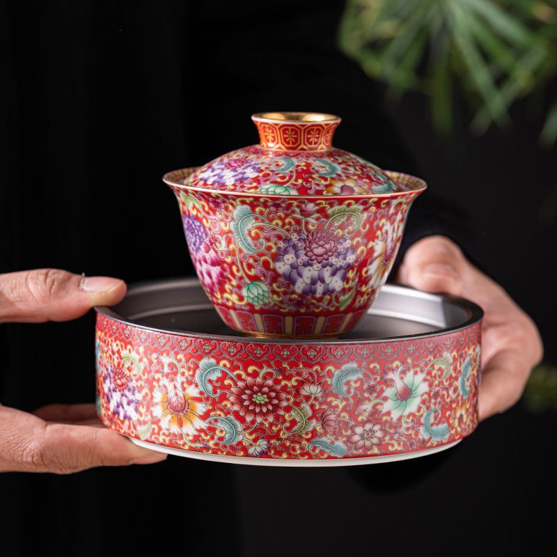 【汀和大福】國風琺琅彩三才蓋碗