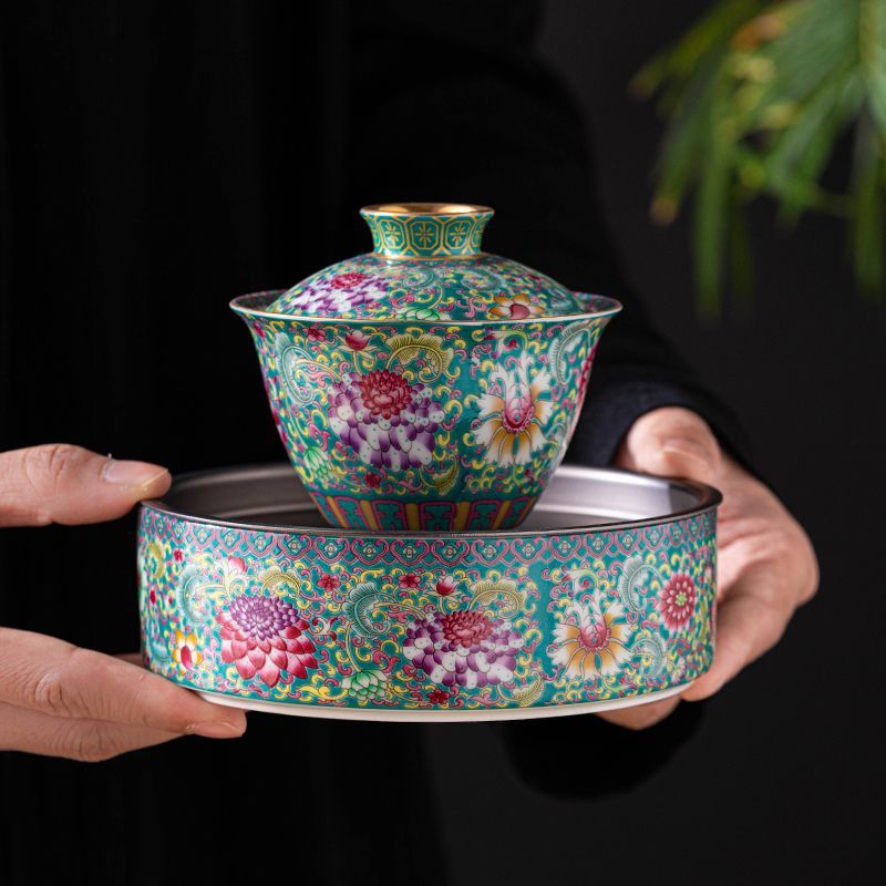 【汀和大福】國風琺琅彩三才蓋碗