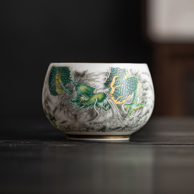 【汀和大福】羊脂玉祥龍吐瑞主人杯