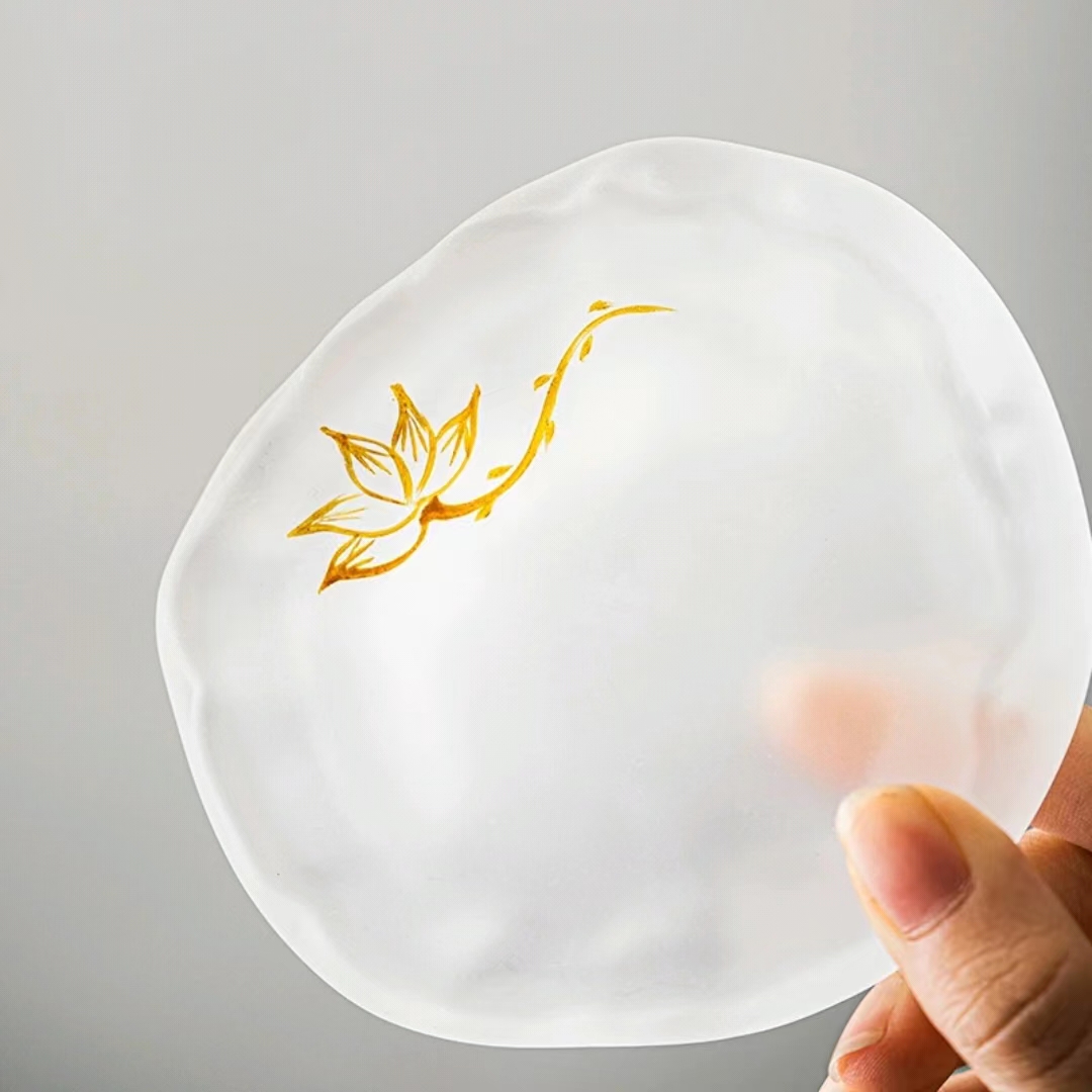 【汀和大福】磨砂玻璃主人杯帶杯墊女士精緻茶杯 【汀和大福】磨砂玻璃主人杯帶杯墊女士精緻茶杯